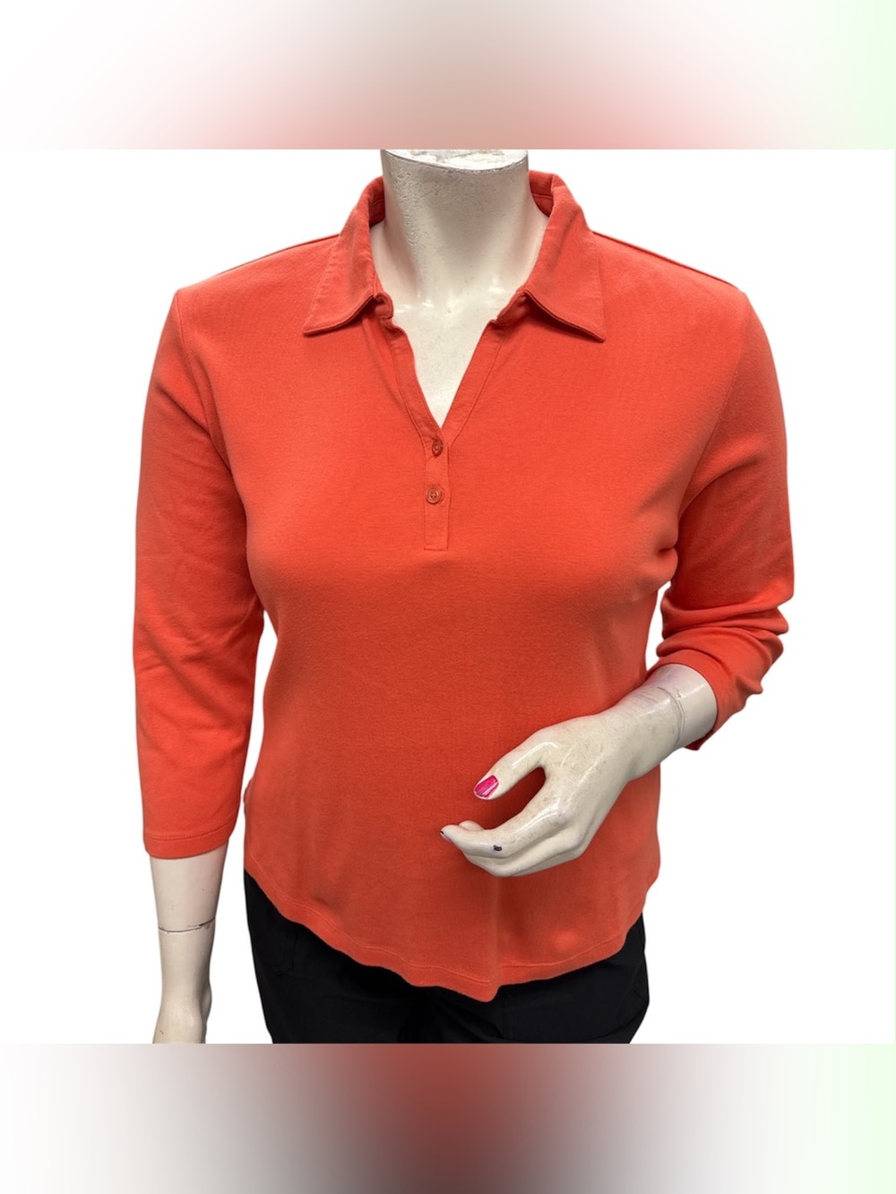 Northern Reflections NWT Coral Orange Collared 3/4 Sleeve Knit Top Size Xl